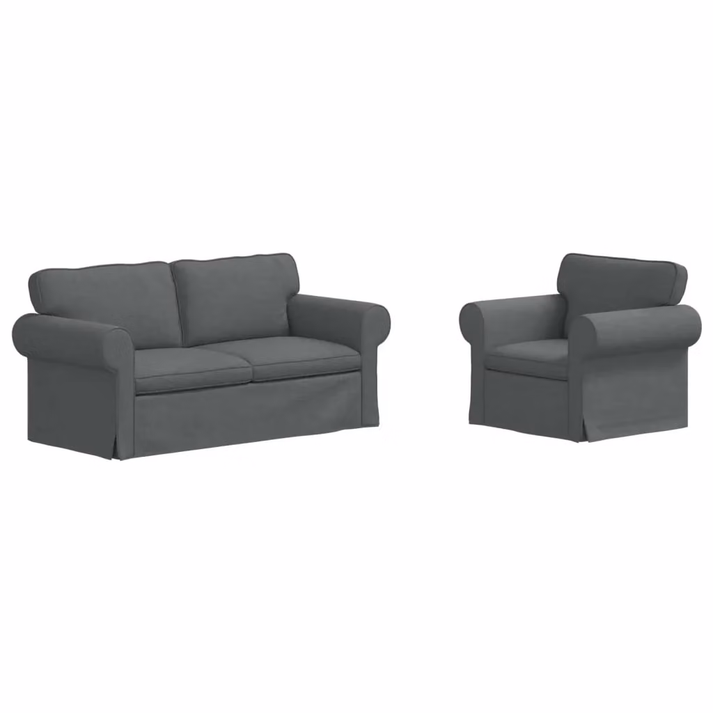 Set di 2 divani vidaXL moderni in tessuto grigio scuro con struttura in metallo L 175 x P 82 x H 80 cm – 2