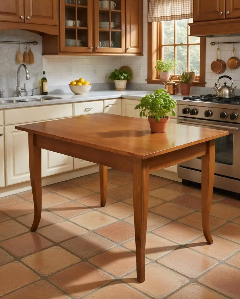 Tavolo fisso classico in legno di pino Mobili2G colore noce L: 120 cm, P: 80 cm – 1