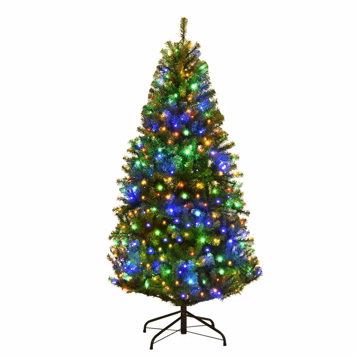COSTWAY Albero di Natale Artificiale con luci LED Albero di Natale illuminato 120 cm Verde