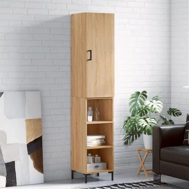 Credenza moderna vidaXL in legno e metallo marrone L: 34,5 cm, P: 34 cm, H: 180 cm – 1