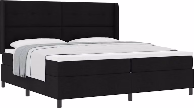 SYFAX™ Letto a molle con materasso Nero 200 x 200 cm Tessuto