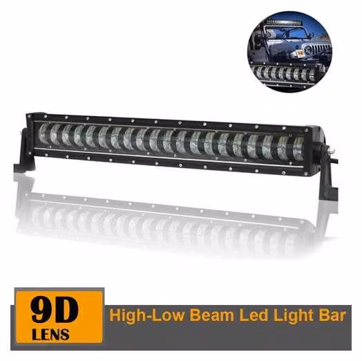 Barra LED 9D da 63 cm Hi/Lo (corto/lungo) impermeabile e resistente agli urti 12V/24V 12800 lm 160 W con lenti di ingrandimento Barra LED fuoristrada per Дж Nota: "Дж"