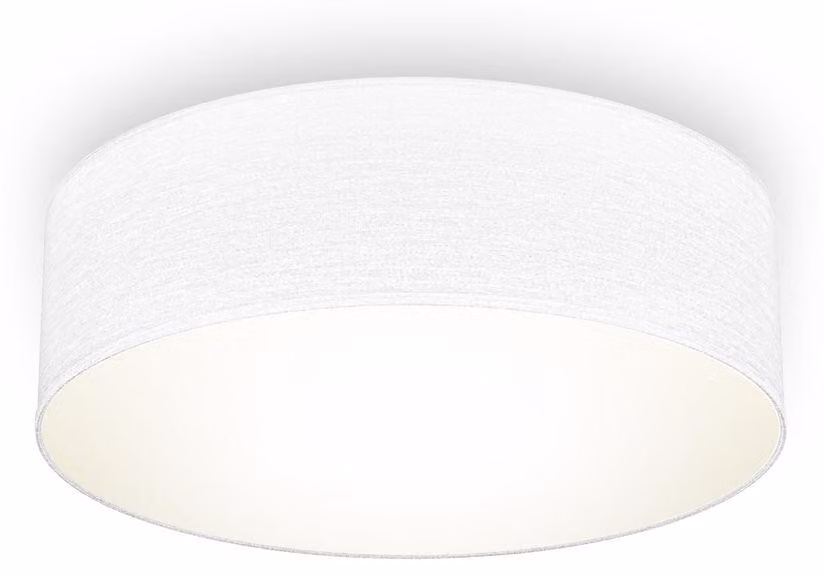 B.K.Licht Plafoniera in tessuto bianco, attacco per lampadina E27 non inclusa, Lampada da soffitto diametro 30cm, Lampadario moderno per salotto o camera da letto, IP20