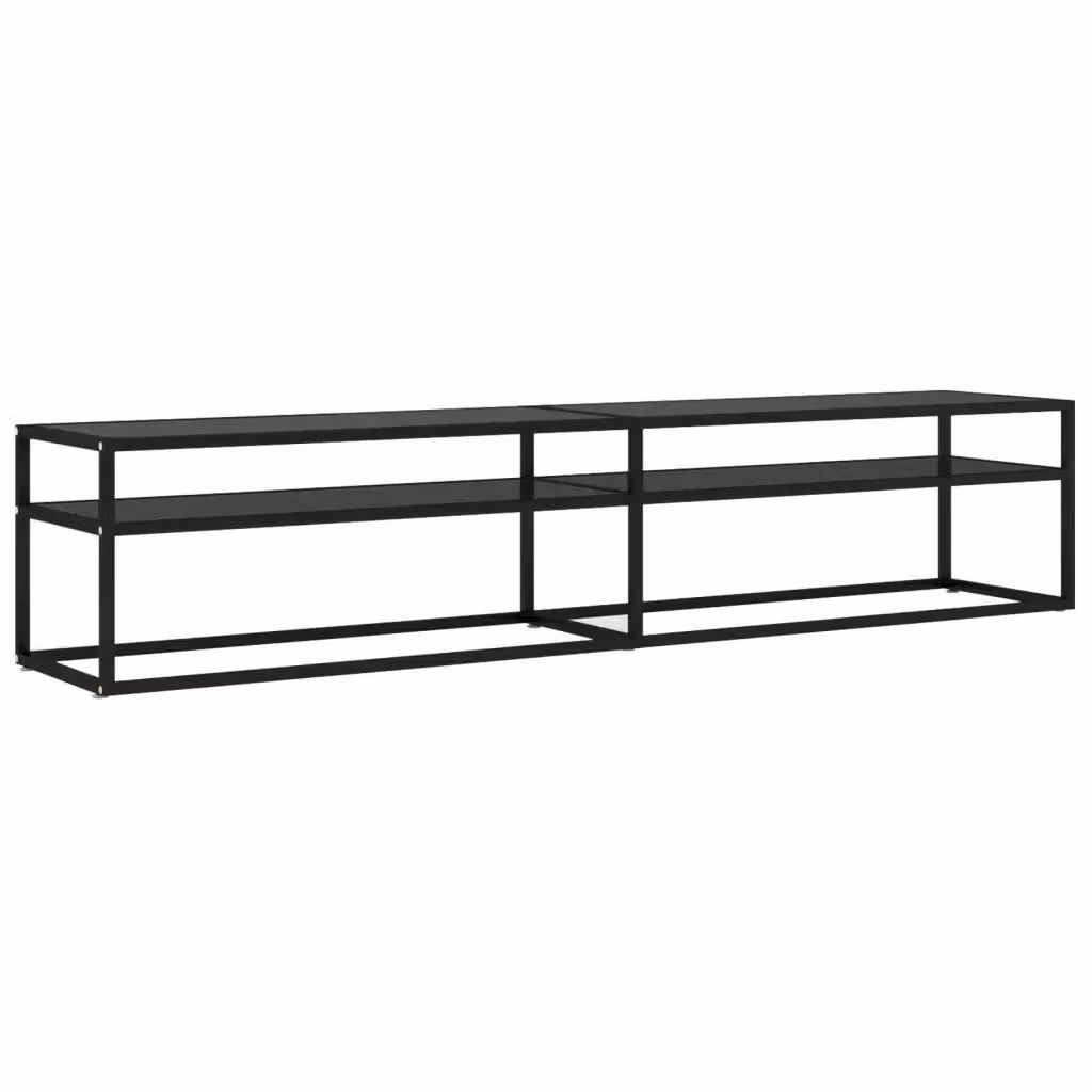 Mobile Porta TV Moderno vidaXL in Vetro e Metallo Nero L: 200 cm, P: 40 cm, H: 40,5 cm – 2