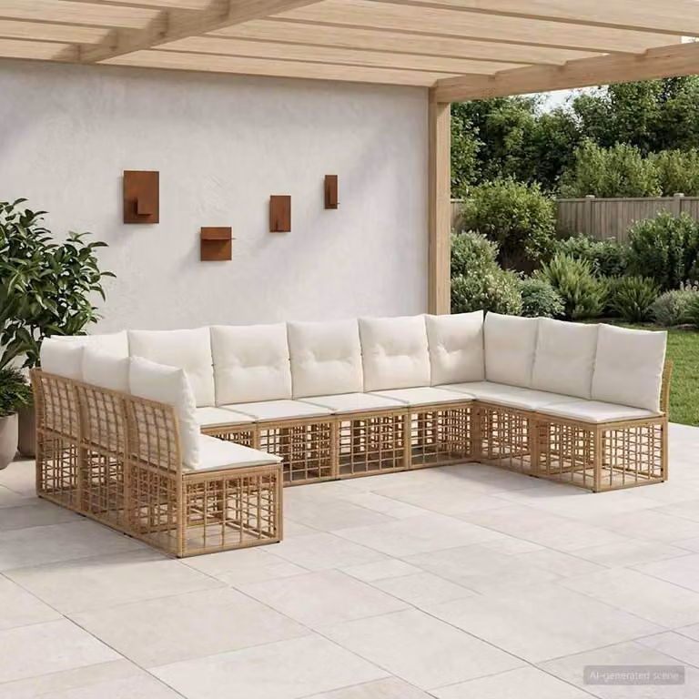 Maison Exclusive - Set divani da esterno in poliestere naturale