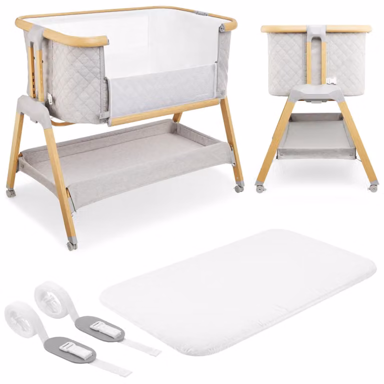 Letto pieghevole 3-in-1 per bambini fino a 9 kg, con altezza regolabile e dotato di rotelle