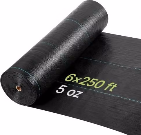 Telo pacciamante anti erbacce VEVOR in tessuto PP nero per giardino, orto e prato, L: 1,8 m x P: 76,2 m, 168 g/m²