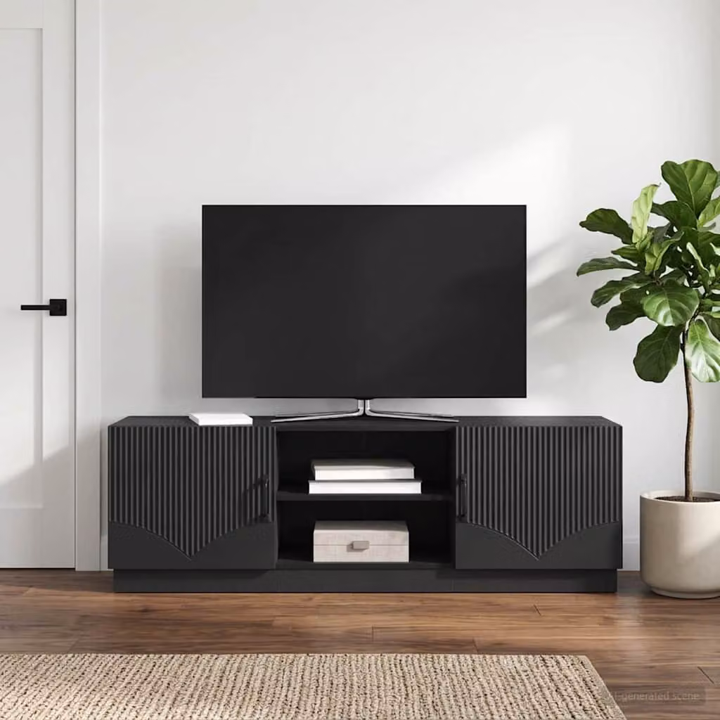 Mobile TV vidaXL Nero in Legno MDF con Illuminazione Integrata L: 150 cm, P: 31 cm, H: 47 cm
