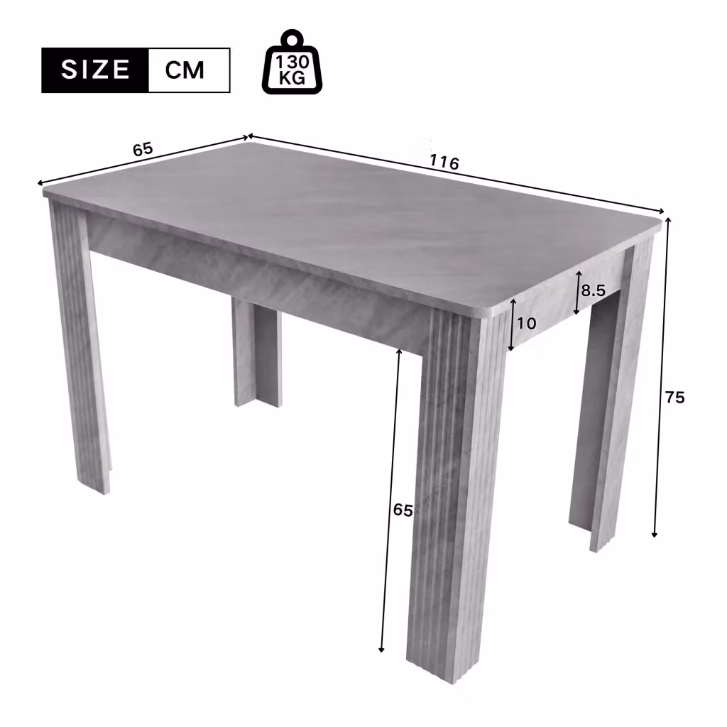 Tavolo da pranzo moderno REDOM rettangolare in legno grigio opaco – 2