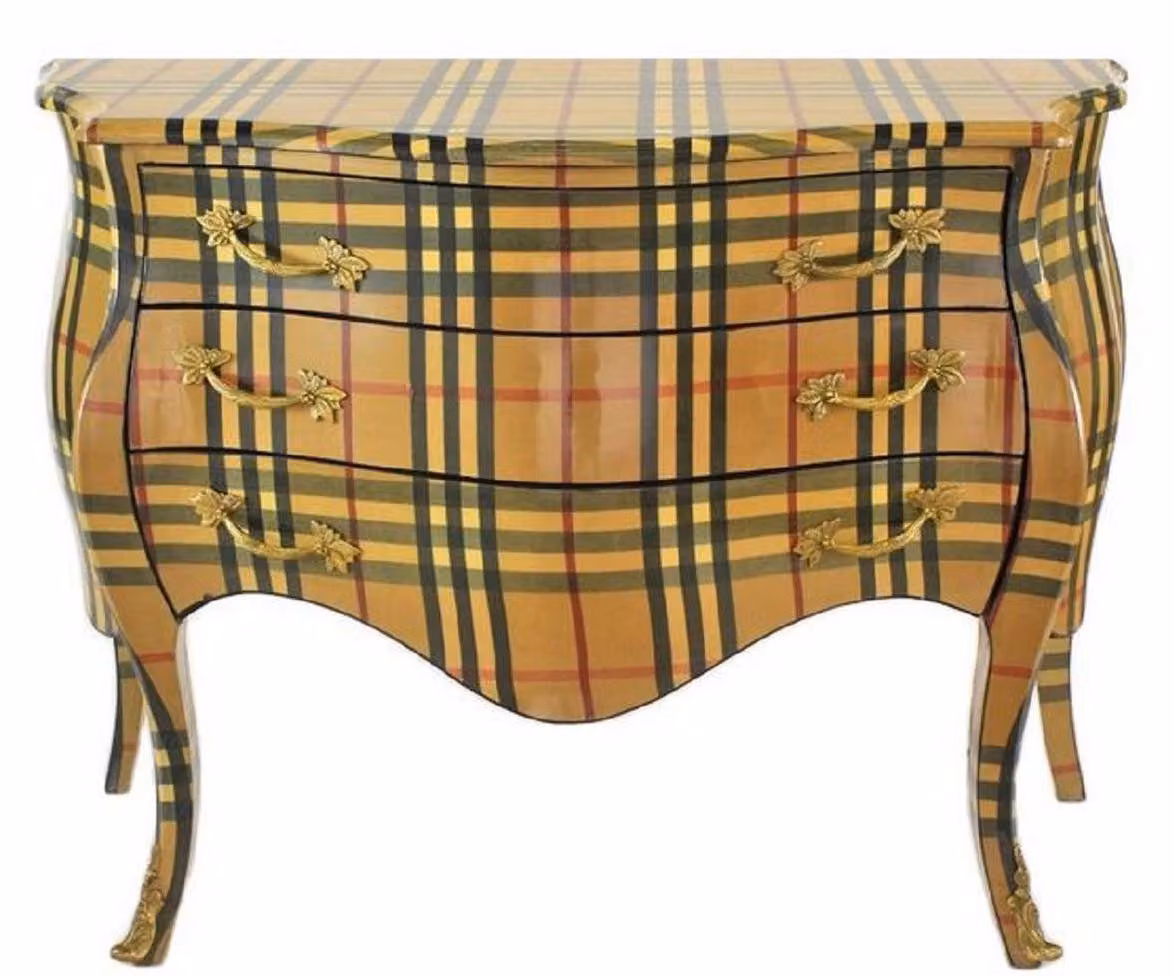 Casa Padrino Cassettiera barocca a 3 cassetti Beige / Righe multicolore - Mobili barocchi fatti a mano