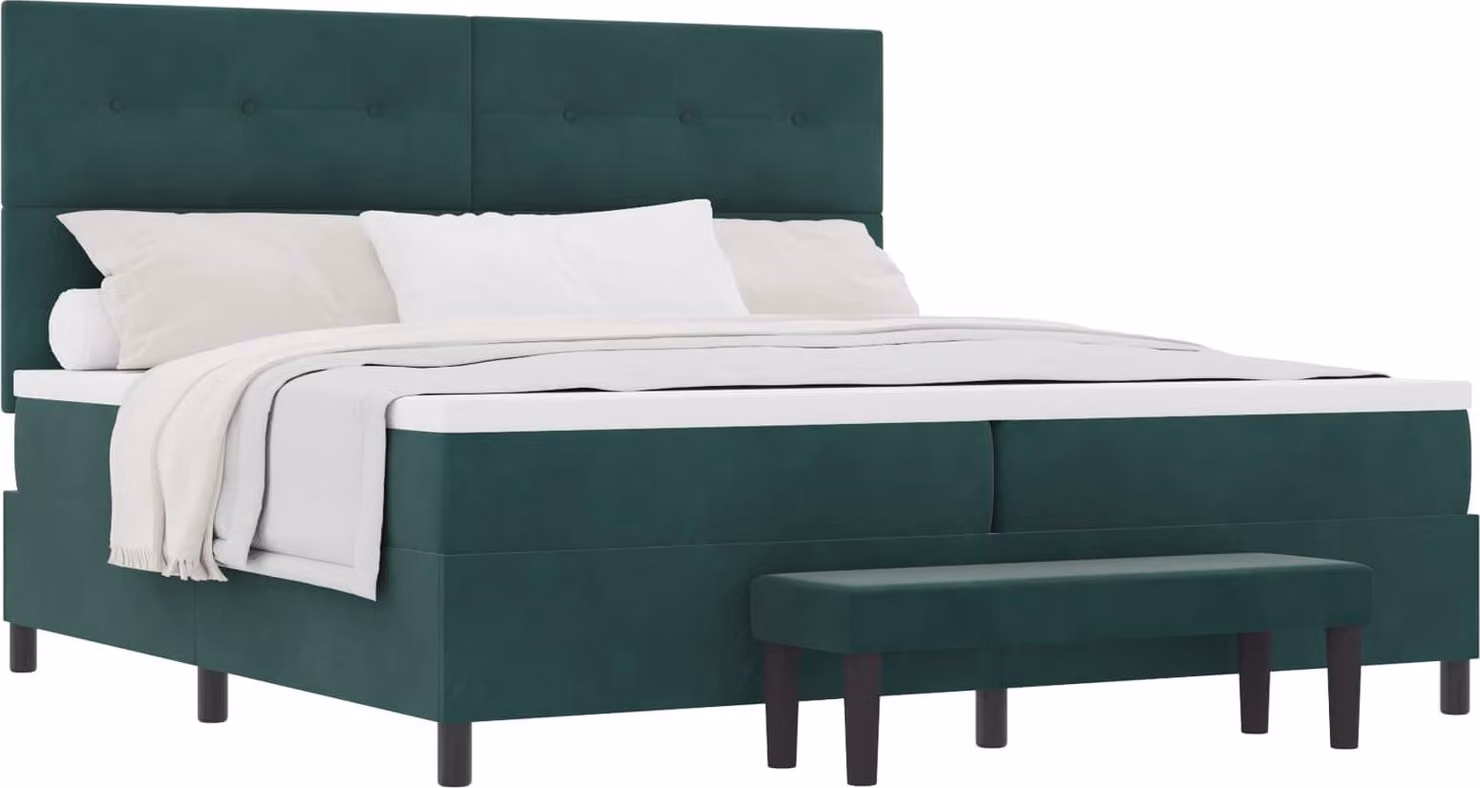 Letto a molle con materasso Verde scuro 200 x 200 cm Velluto