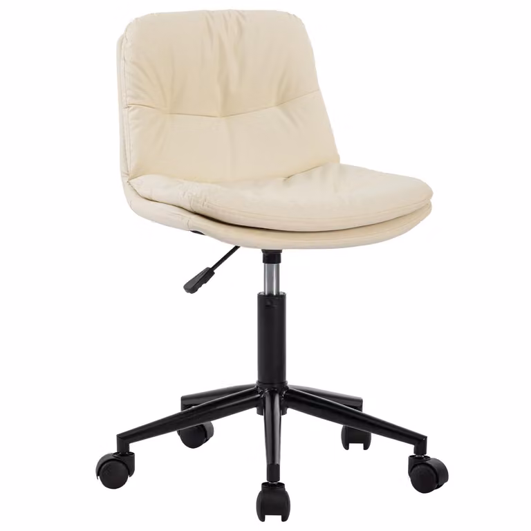 SevenComfort sedia da ufficio senza braccioli Sedia girevole a 360° Altezza regolabile con rotelle Sedia da trucco per studio, camera da letto Sedia da scrivania Bianco