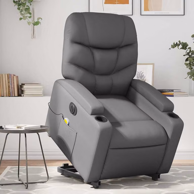 Poltrona Alzapersona Elettrica Reclinabile vidaXL in Similpelle Grigio