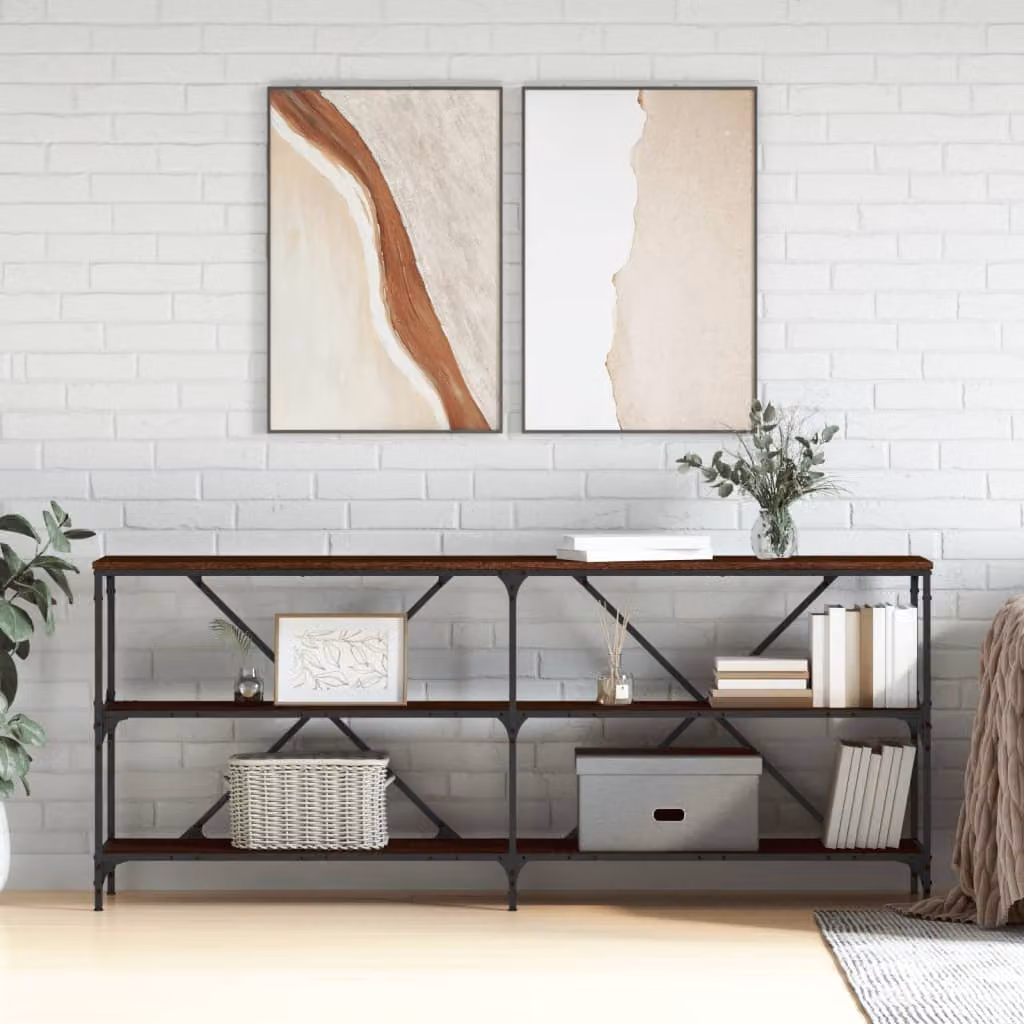 vidaXL Tavolo Consolle in Stile Industriale in Rovere Marrone, L/P/H: 180 x 30 x 75 cm