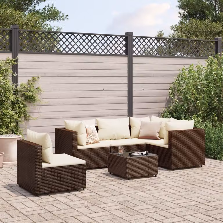 Maison Exclusive - Set da giardino 6 pezzi con cuscini Marrone Poly Rattan