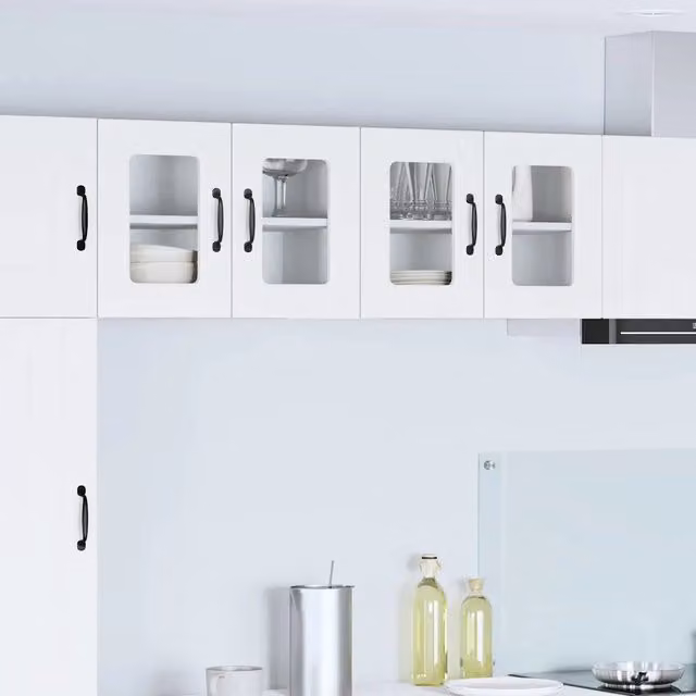 Set di 2 pensili da cucina vidaXL bianchi in legno con ante a battente L/P/H: 60 x 31 x 40 cm