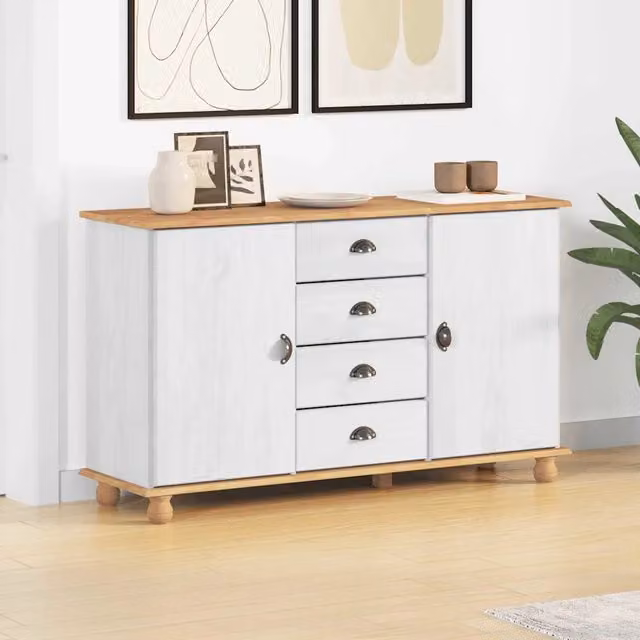 Credenza-Buffet-Armadio da cucina ASKIM 133,5 x 40 x 79 cm Legno di pino massello 755363