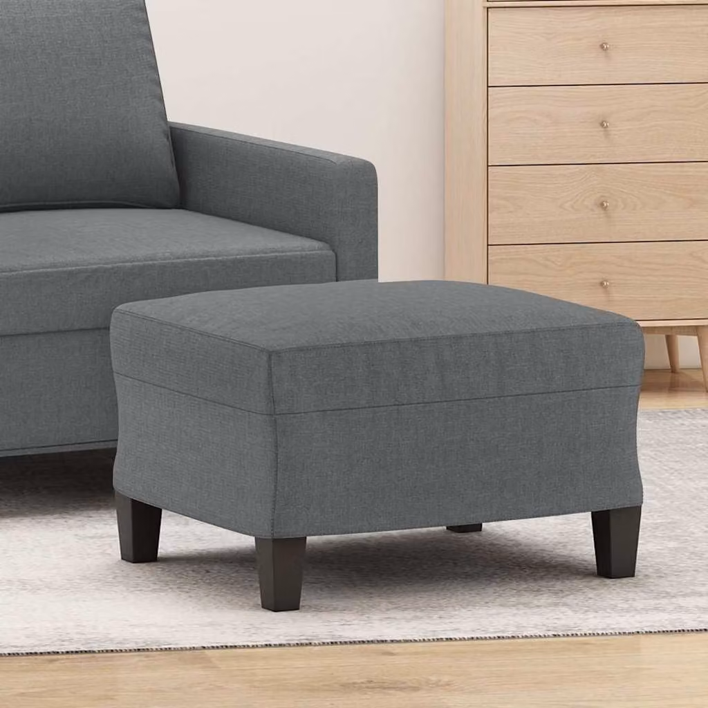 vidaXL Poggiapiedi Moderno in Tessuto Grigio con Struttura in Legno L: 50 cm, P: 50 cm, H: 41 cm