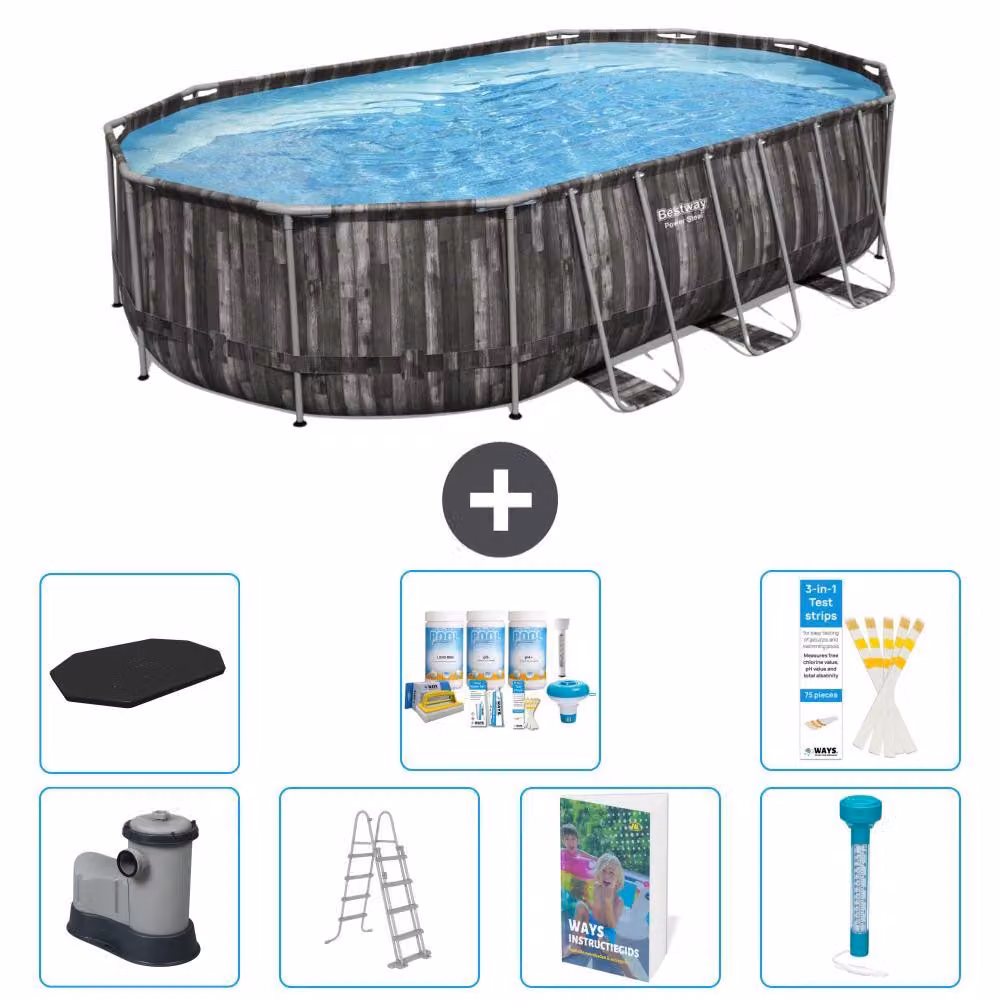 Bestway Power Steel, piscina ovale - 610x366x122 cm - composta da 6 parti, modello S574