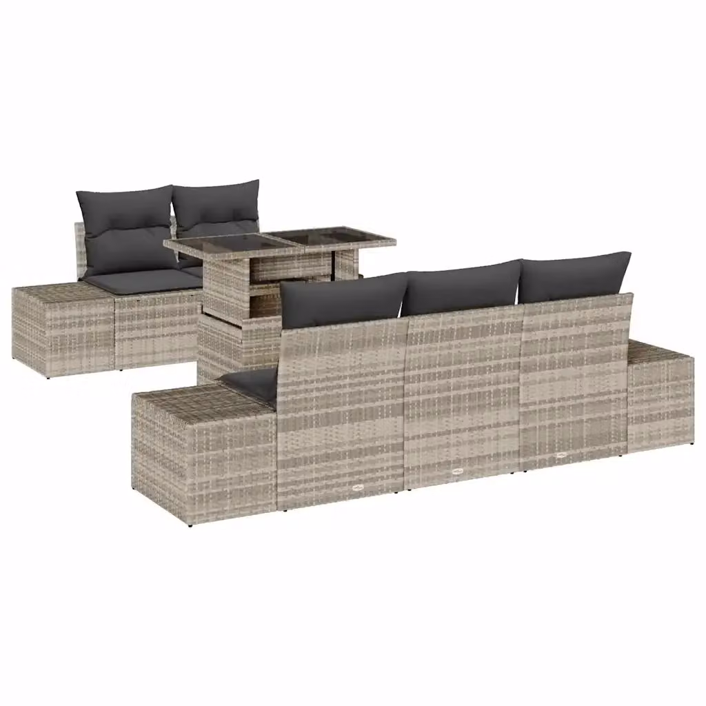 vidaXL Set Divano da Giardino Moderno a L con Tavolino da 6 Pezzi in Grigio – 2