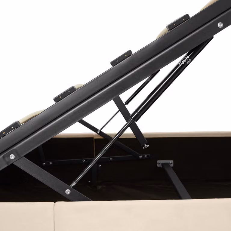 Letto imbottito con contenitore a sollevamento e illuminazione LED Tectake in velluto beige L/P: 120 x 200 cm