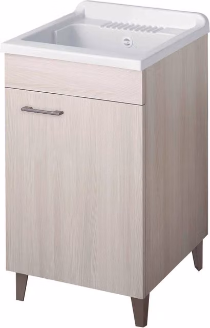 Mobile lavatoio in legno con 1 anta, vasca e asse in PP, colore olmo, L: 50 cm, P: 50 cm, H: 85 cm
