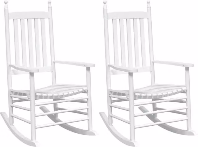 Sedie a Dondolo Sedute Curve 2 pz Bianche Legno Massello Abete CFW4393197