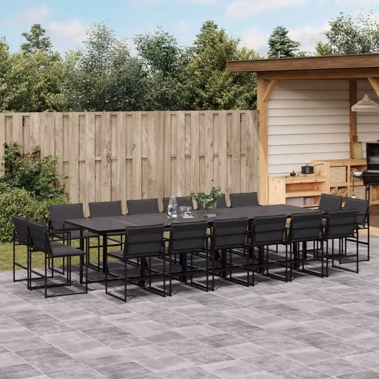 Maison Exclusive - Set da pranzo da giardino da 17 pezzi con cuscini in Textilene nero