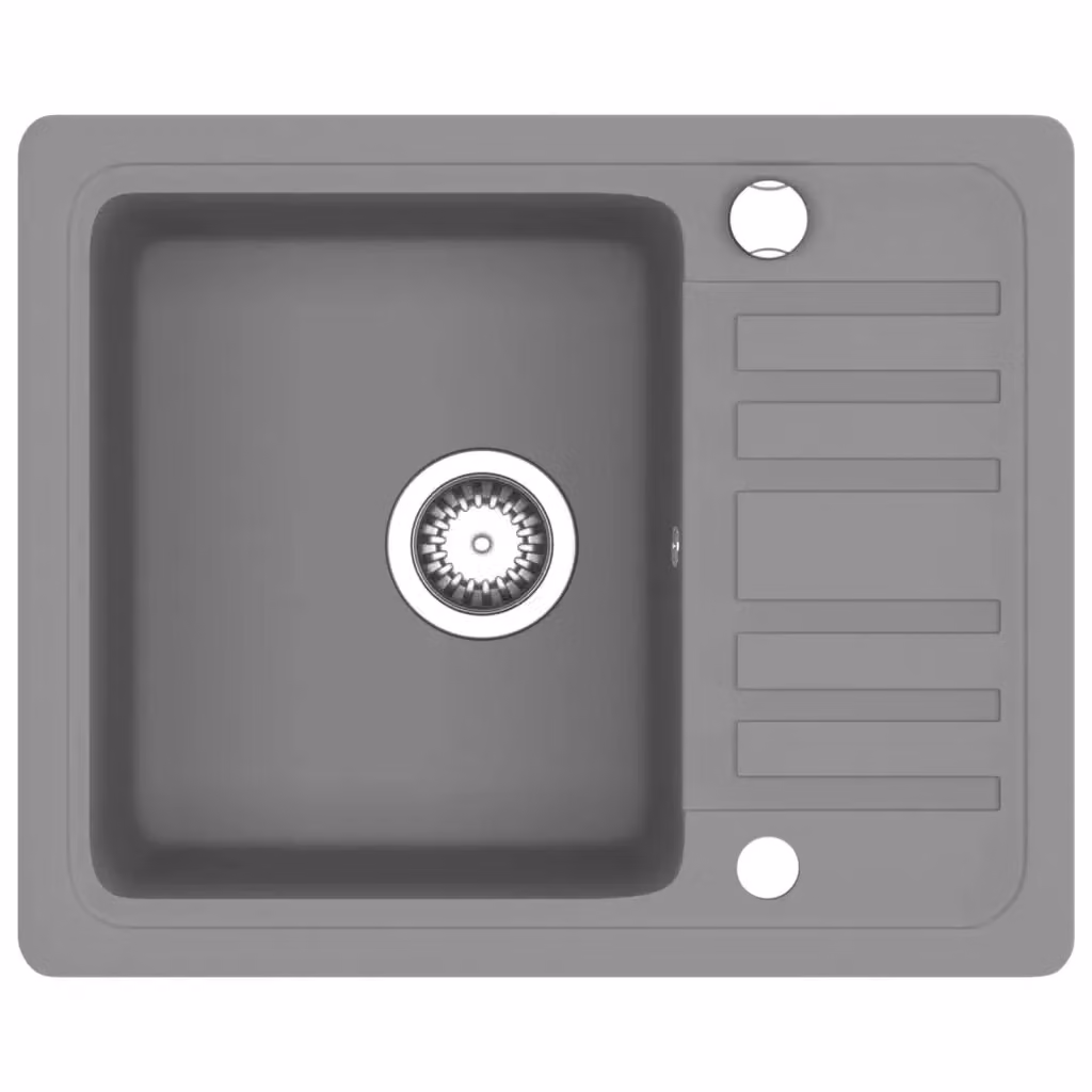 Lavello da cucina in granito a vasca singola vidaXL grigio L/P/H: 57,5 x 46,0 x 28,0 cm – 2