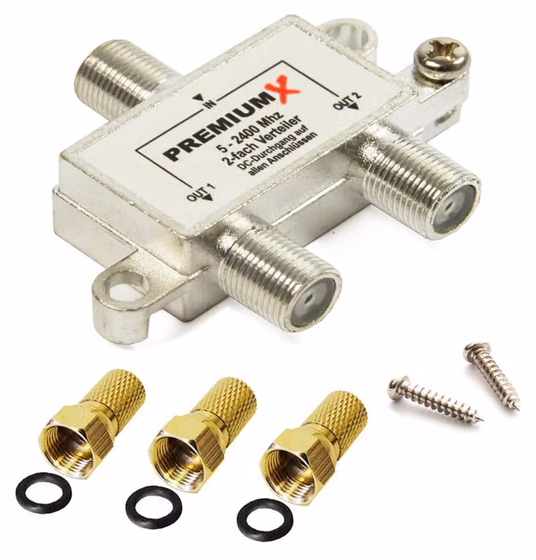 PremiumX Switch, splitter a 2 vie, 5-2400 MHz, commutatore SAT, digitale, cavo HDTV 4K, con 3 connettori F