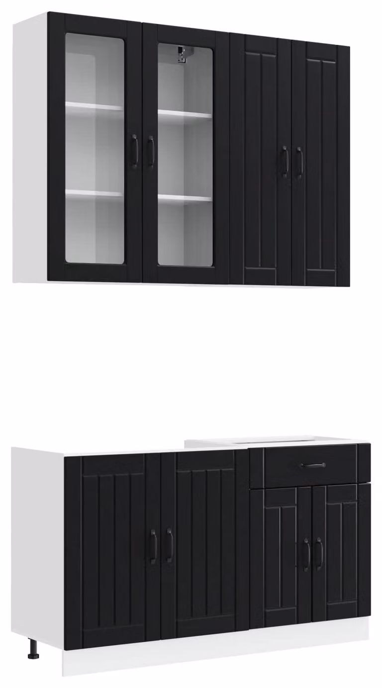 Set da cucina LUCCA, 4 pezzi, in legno composito nero