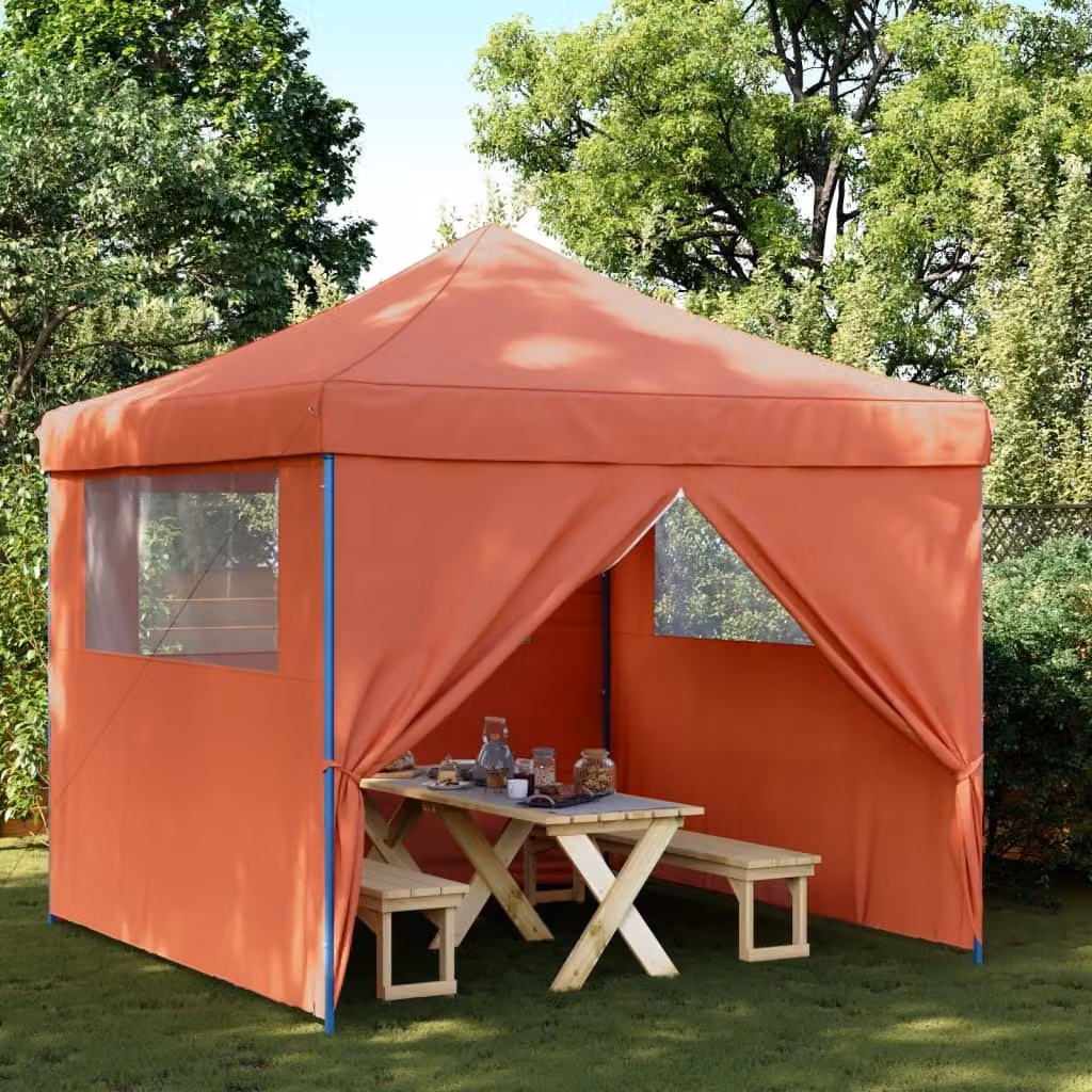 Maison Exclusive - Tenda da festa pieghevole pop-up con 4 pannelli laterali, color terracotta