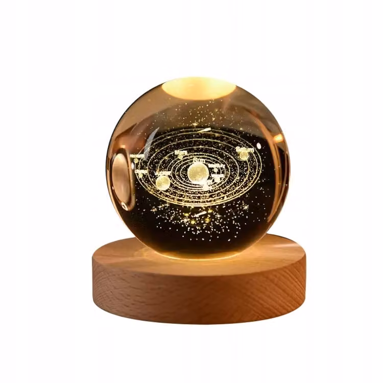 Globo di vetro 3D luce notturna 6cm con alimentazione USB per BAMBINI sistema solare