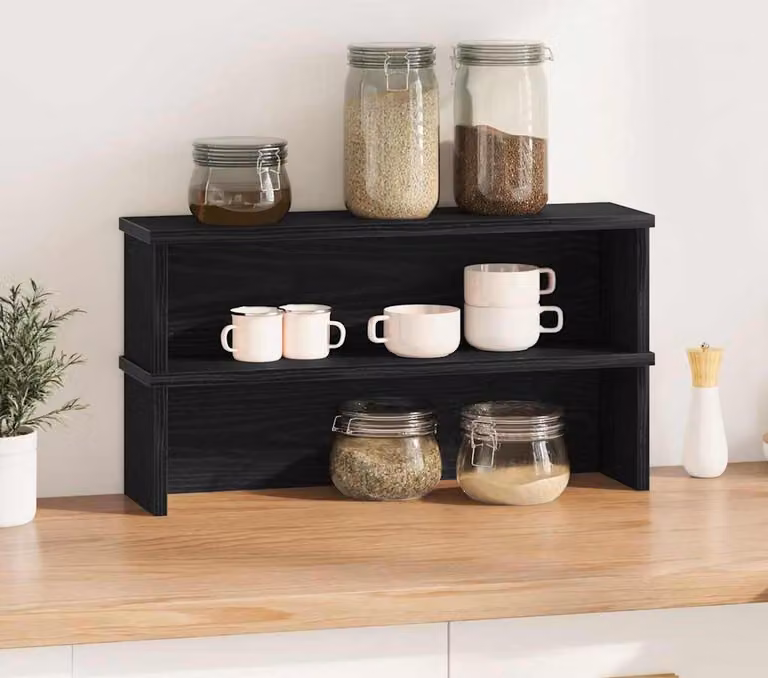 Scaffali da Cucina Impilabili 2 pz Neri 60x15x16 cm