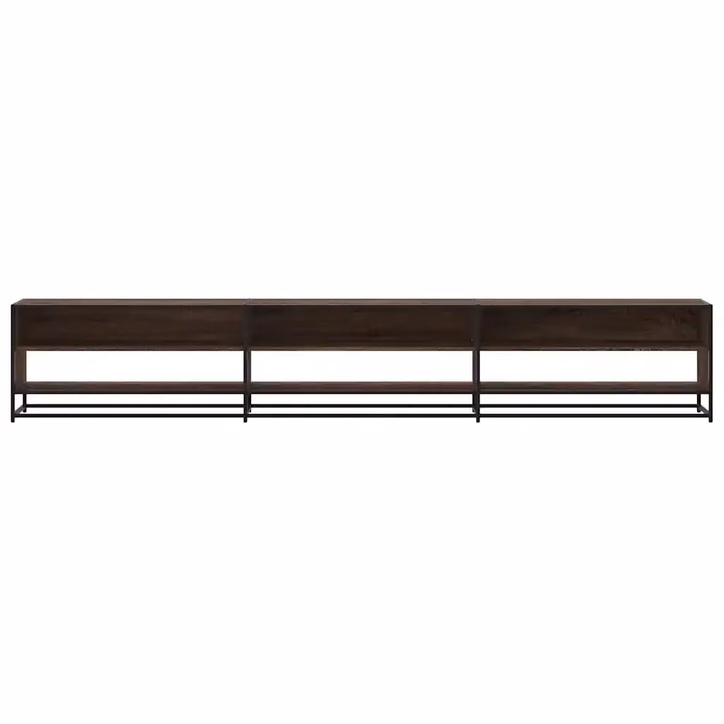 Mobile porta TV industriale HELLOSHOP26 in legno rovere e metallo, colore marrone, L: 270 cm, P: 40 cm, H: 46 cm – 2