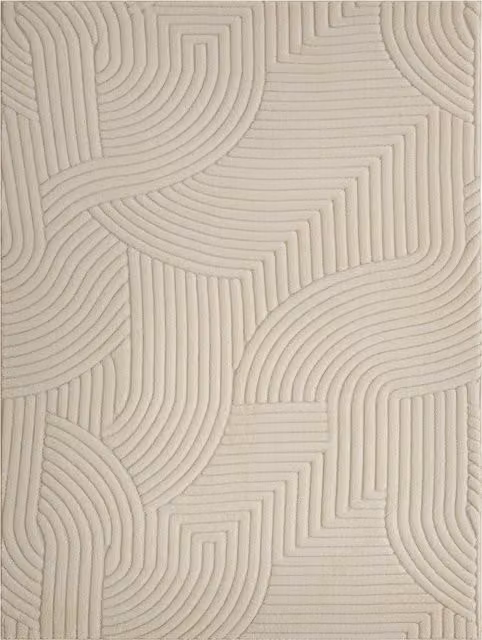 Tappeto da soggiorno HOMCOM con disegni geometrici, soffice e antiscivolo, Beige, L: 160 cm, P: 120 cm