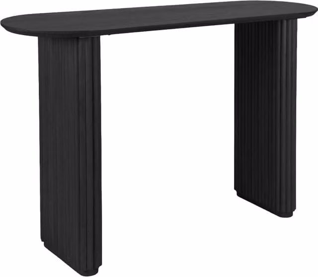 Consolle ovale Sweeek in legno di hevea impiallacciato rovere, nero