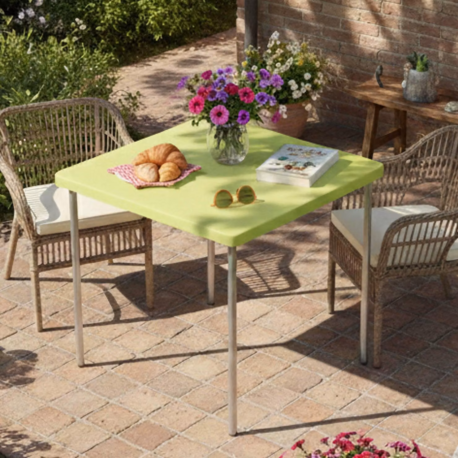 Brownstown - Tavolo da Esterno, 75x75x72h cm Verde, 4 Posti Italy