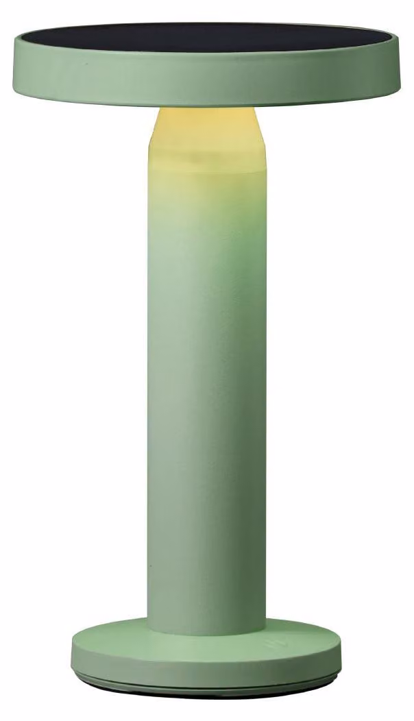 Luxus Europe - Lampada da tavolo solare Rio, verde scuro - Lampada da tavolo LED solare senza fili per esterni - Alimentazione a energia solare e ricarica tramite USB-C