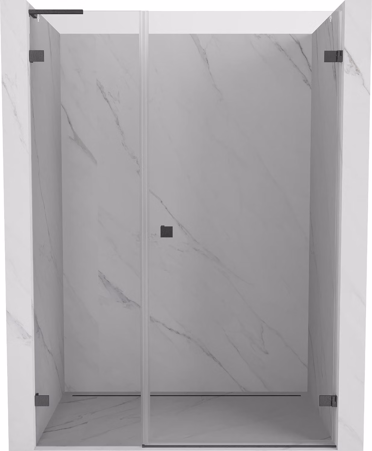Mexen Lunar-B L porta doccia battente destra 150 cm, trasparente, grigio metallizzato spazzolato - 832SL-150-050-66-00-P