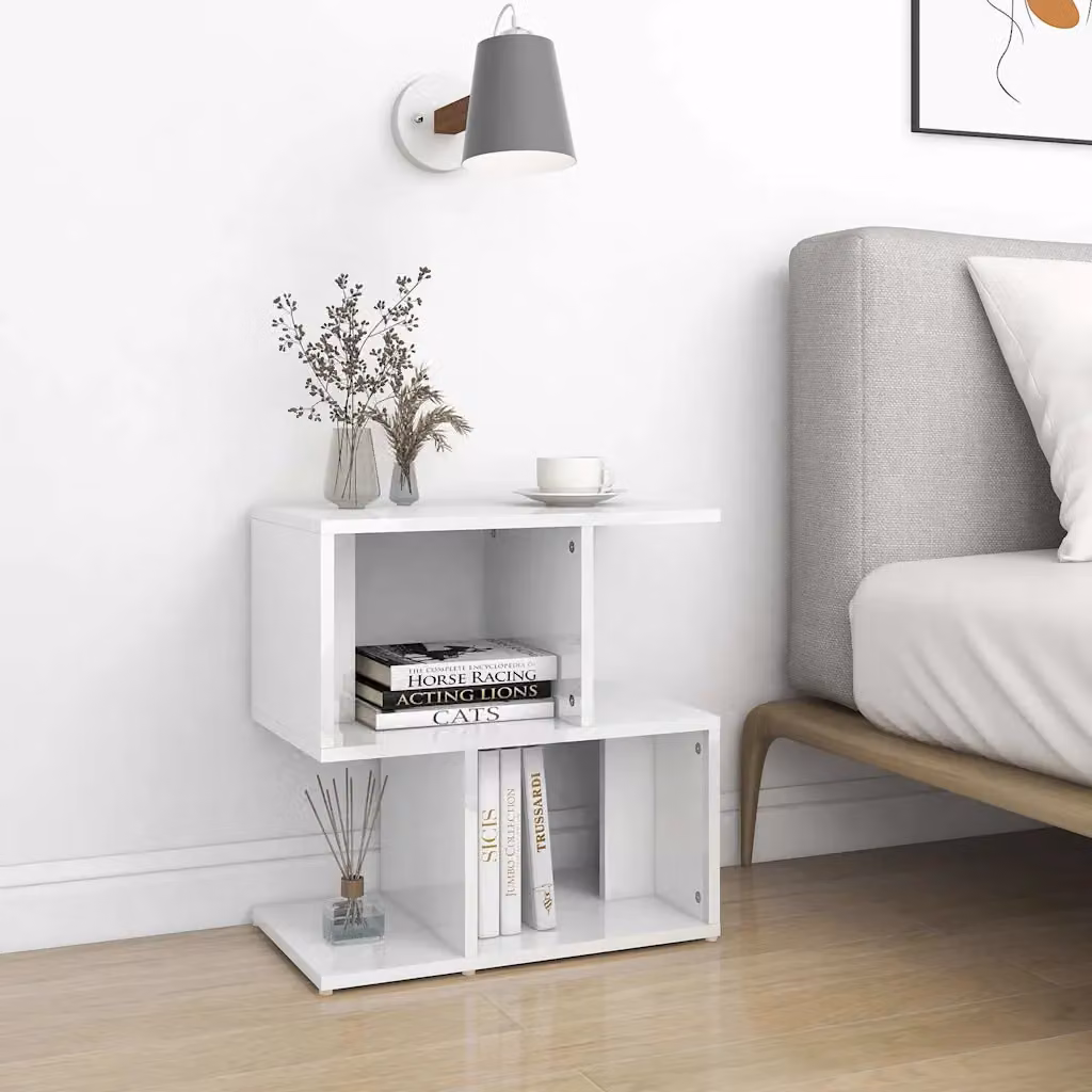Set di 2 comodini vidaXL in legno multistrato bianco lucido L 50 cm x P 30 cm x H 51,5 cm