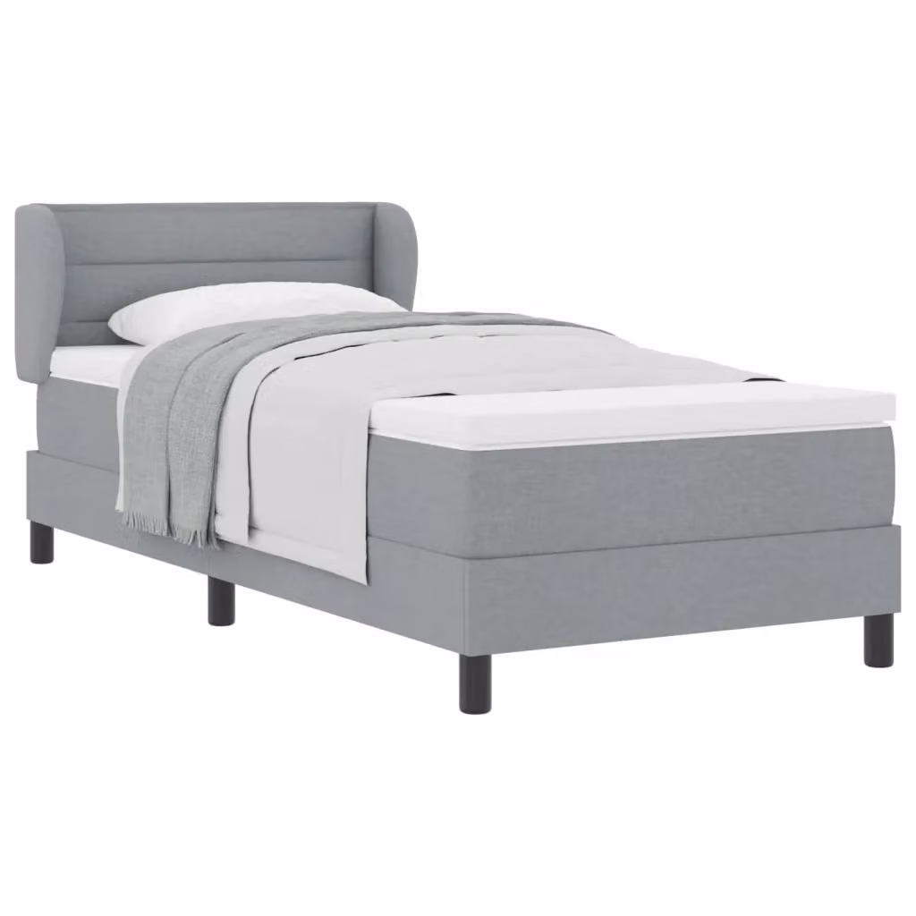 Letto a molle con testiera vidaXL in tessuto grigio, L 80 x P 200 cm – 2