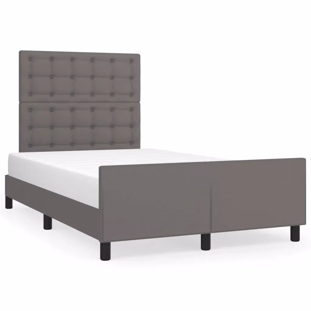Letto con giroletto e testiera vidaXL in similpelle grigia L 120 x P 200 cm – 2
