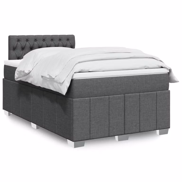 vidaXL Letto Ibrido con Materasso e Struttura Imbottita in Tessuto Grigio e Bianco L/P/H: 120 x 200 x 190 cm