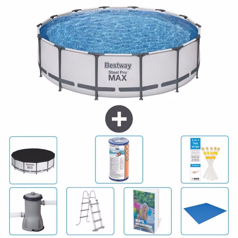 Piscina gonfiabile Bestway Steel Pro MAX, rotonda, 427x122 cm, composta da 6 parti, modello S594