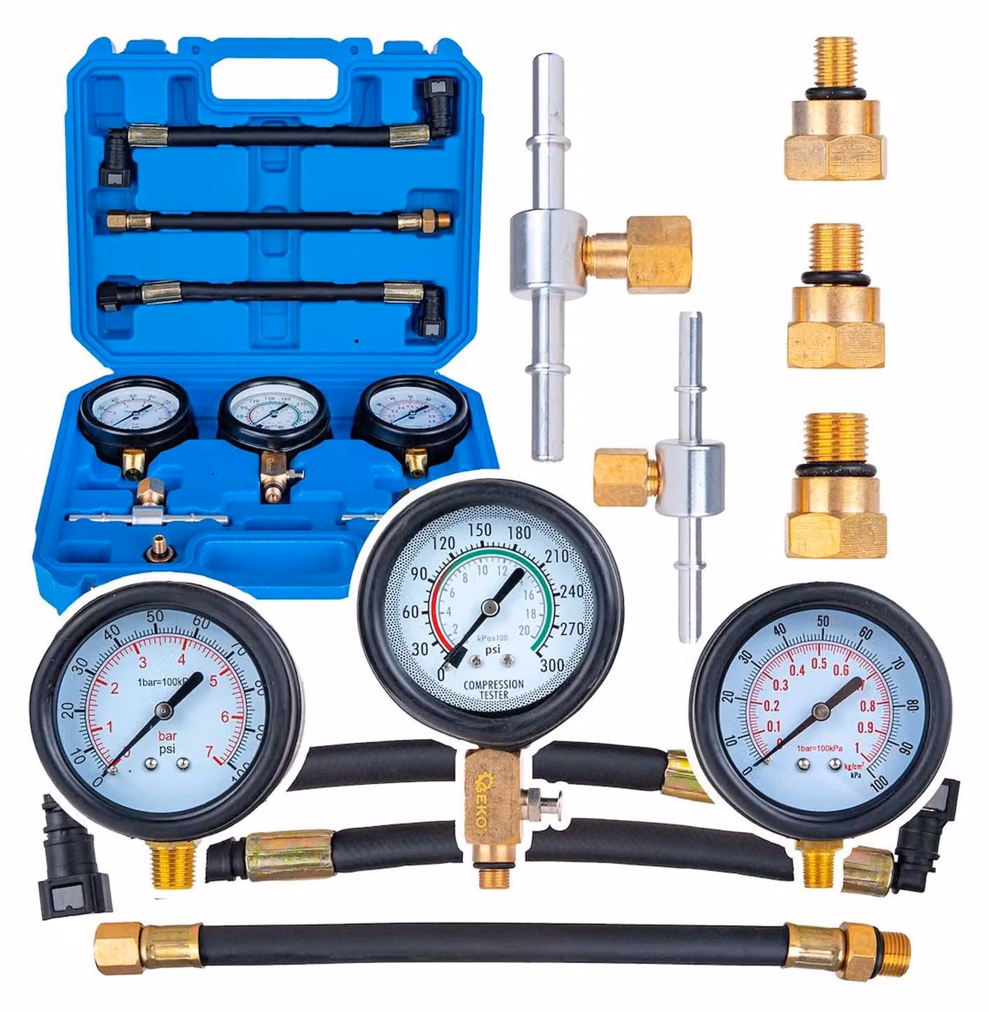 Set di tester professionale per la pressione del carburante e della compressione per motociclette,11 pezzi Geko