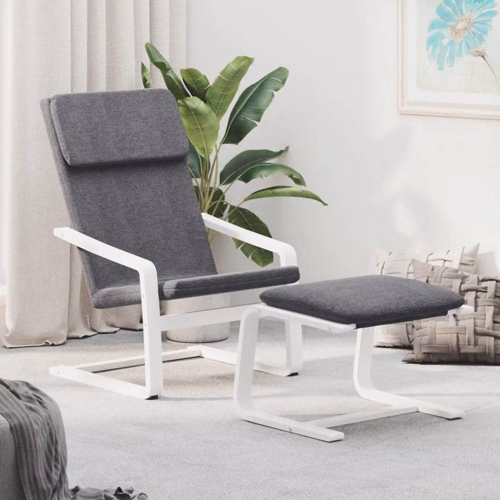 Maison Exclusive - Poltrona relax con poggiapiedi in tessuto grigio scuro