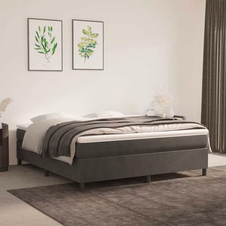 vidaXL Struttura Letto Imbottita in Velluto Grigio con Rete a Molle L: 160 cm, P: 200 cm