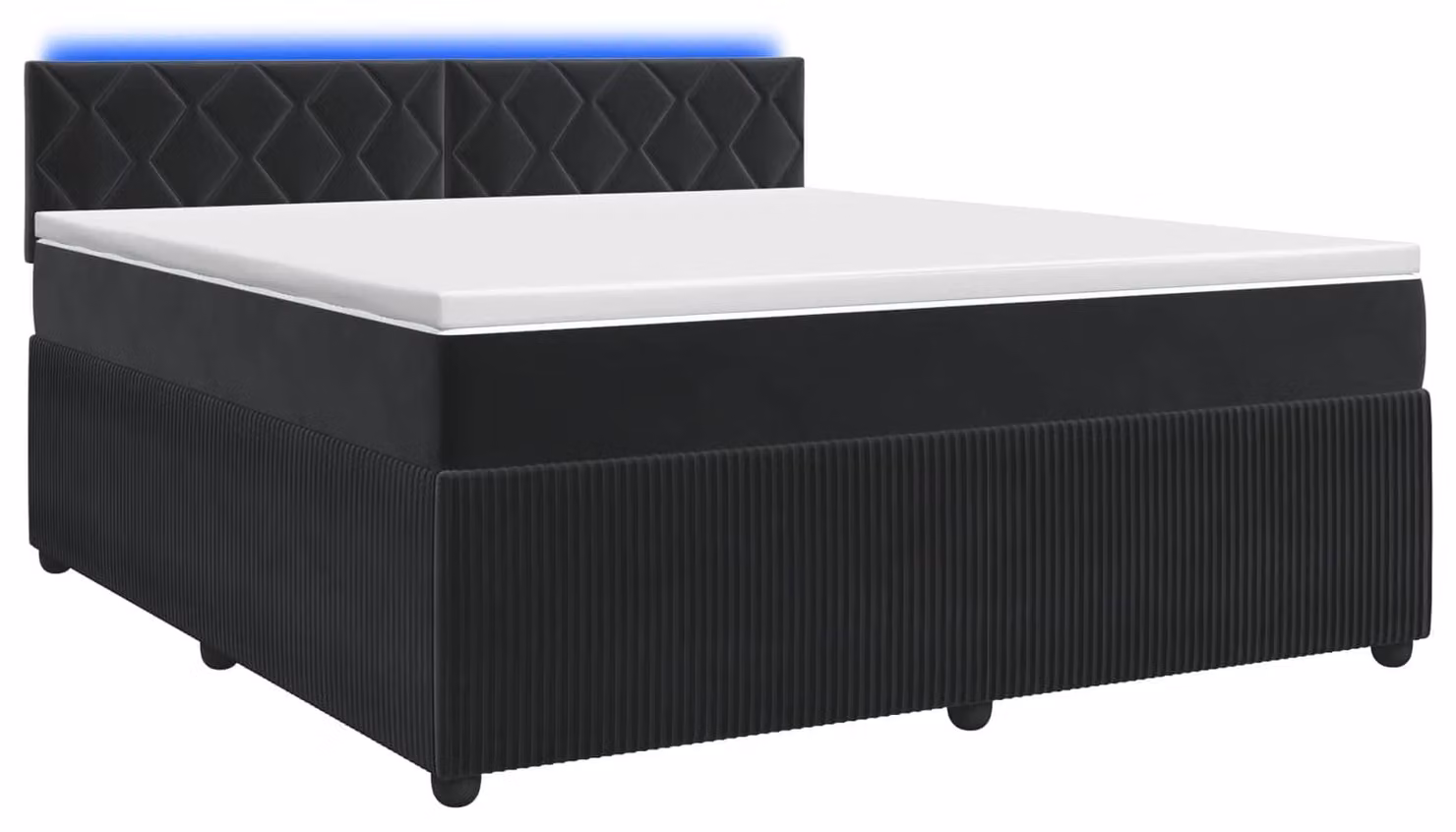 Letto a molle con materasso nero 140 x 190 cm in velluto