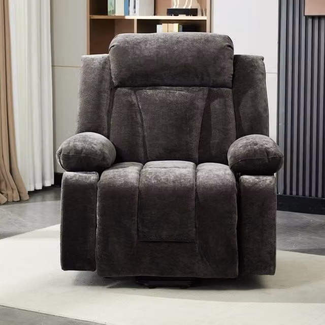 Poltrona relax elettrica MIVRAY con funzione alzapersona, massaggio a 8 punti e riscaldamento lombare in tessuto marrone